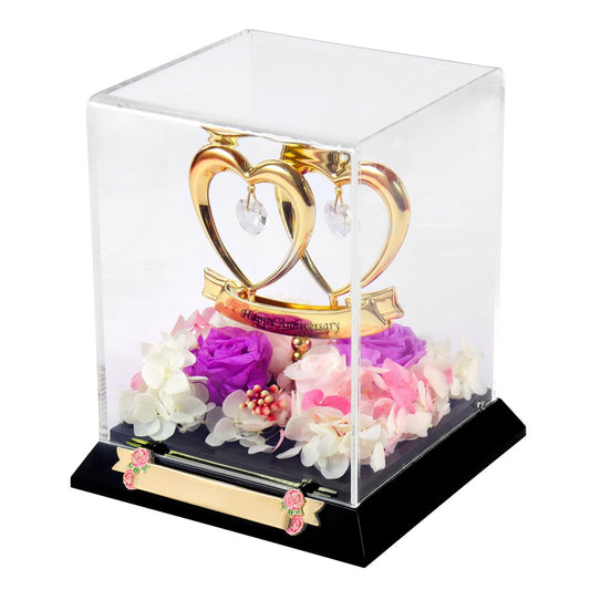 Double Hearts for Mom – Crystal Flower Box Figurine Gift
